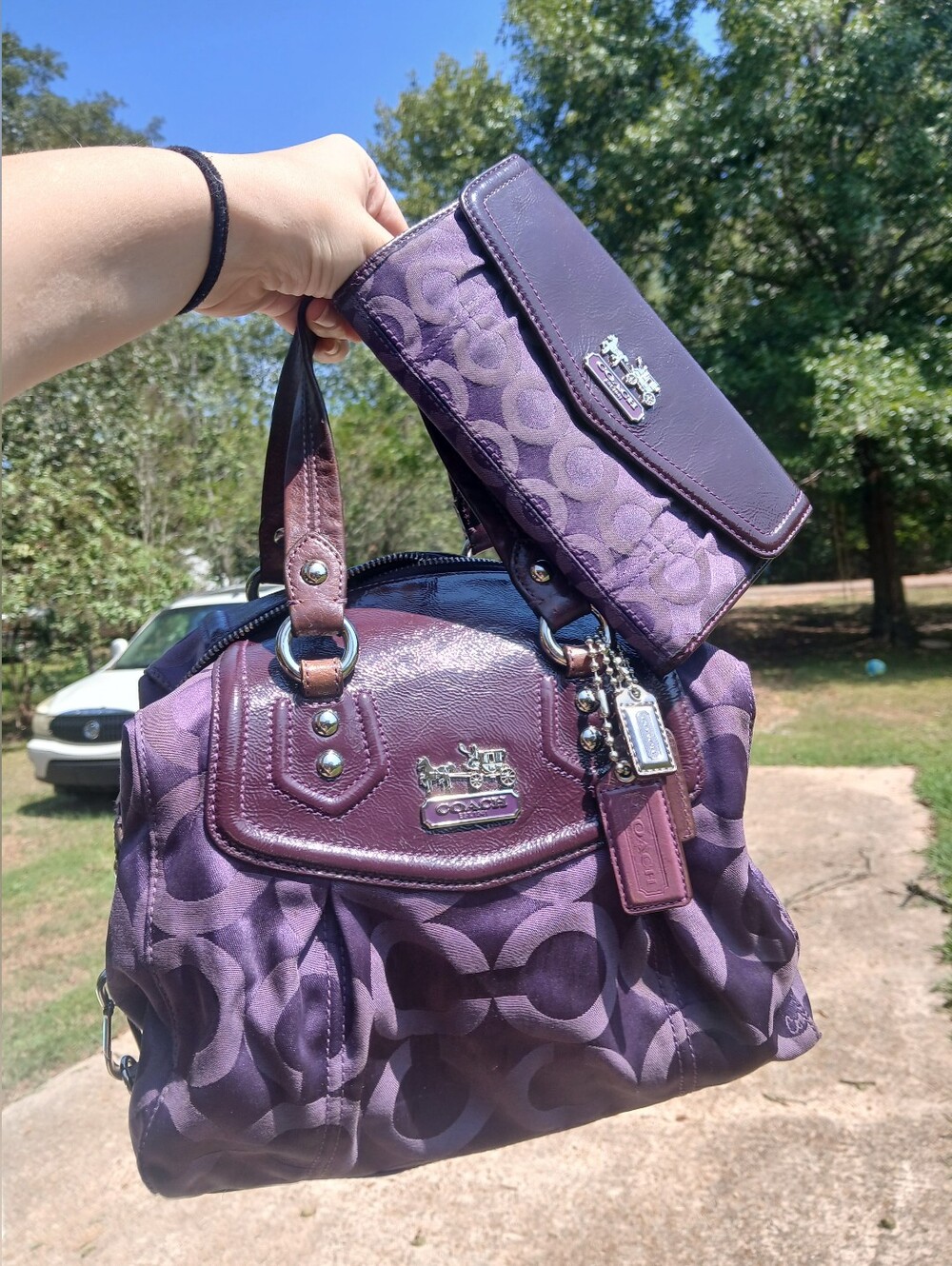 Purple Coach Madison Op Art, Purse And Wallet